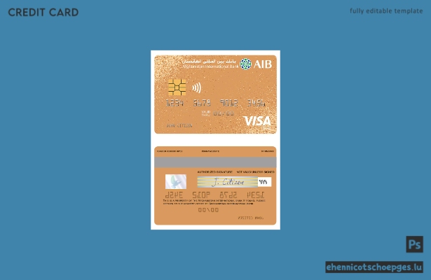 Beispielvorschau der Visa Gold Prepaid-Karte der Afghanistan International Bank